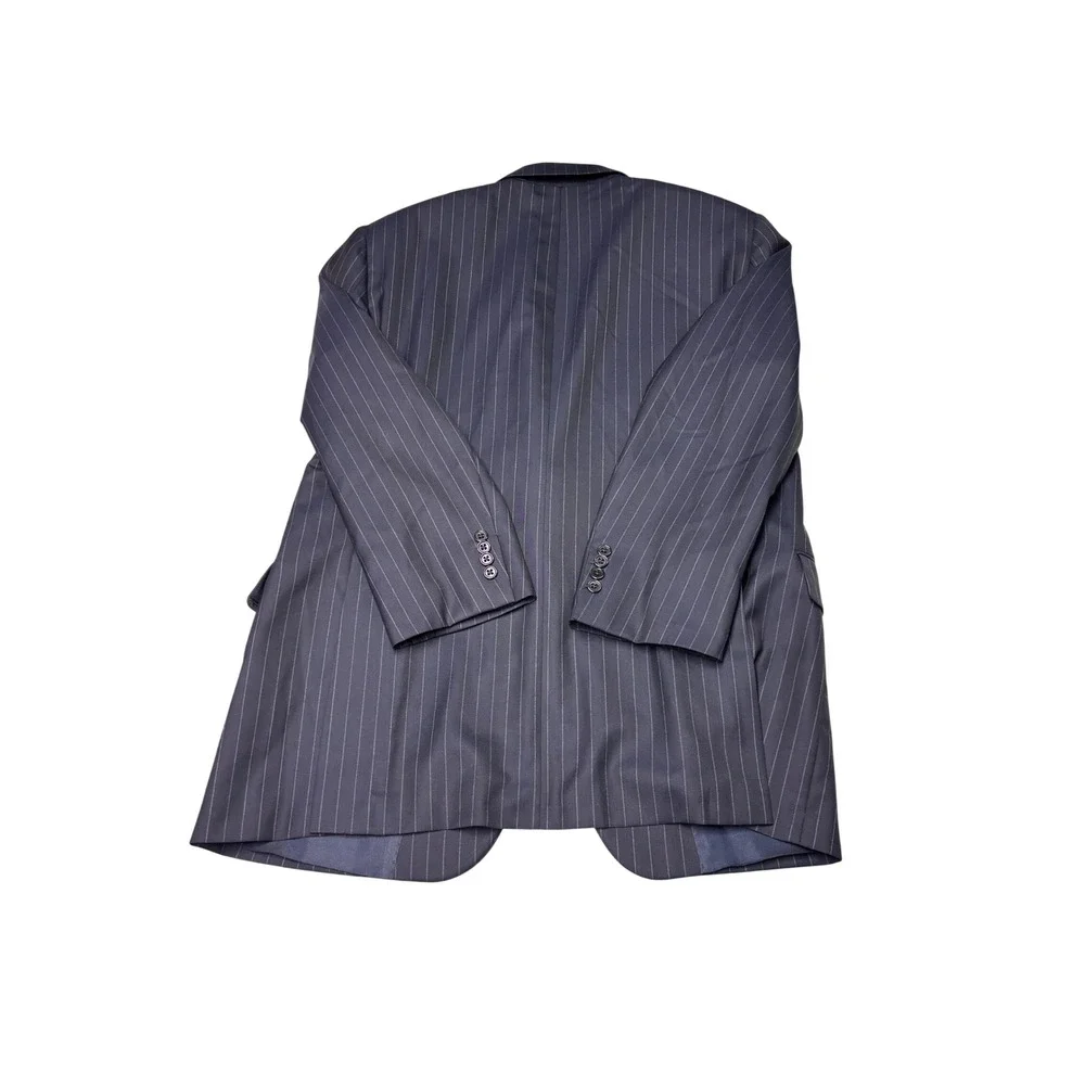 Hickey Freeman x Loro Piana Pinstripe Suit Navy Wool Mens 44R W36 L27 USA